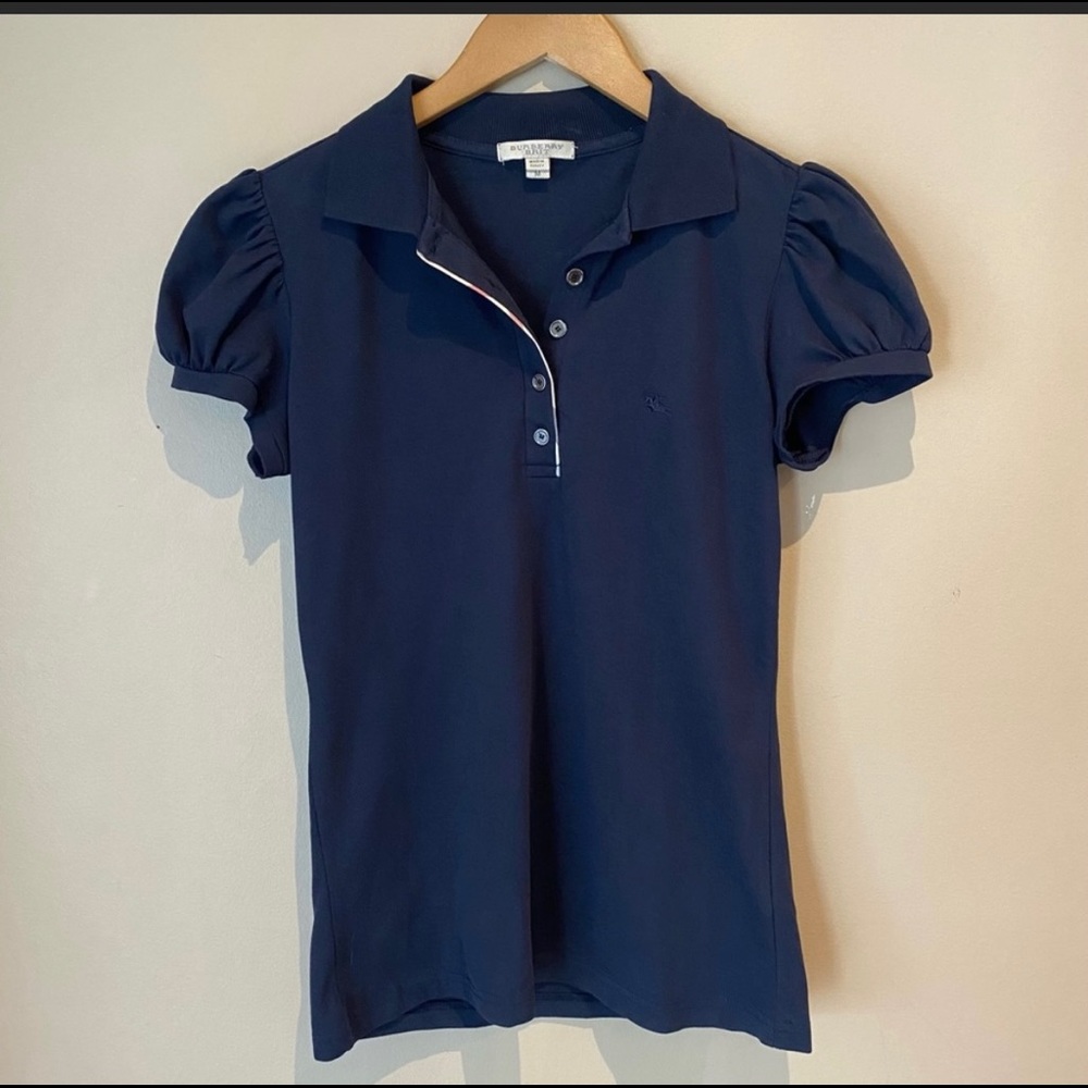 Burberry Brit Check Trim Polo Navy Size Medium